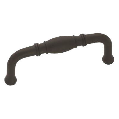 Matte black 3-inch center cabinet pull with lathe-turned design for hardware and furniture accessories under $50 collections