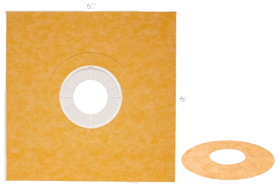 Prefabricated sloped shower base with drain flange for waterproof bathroom and tile flooring installations