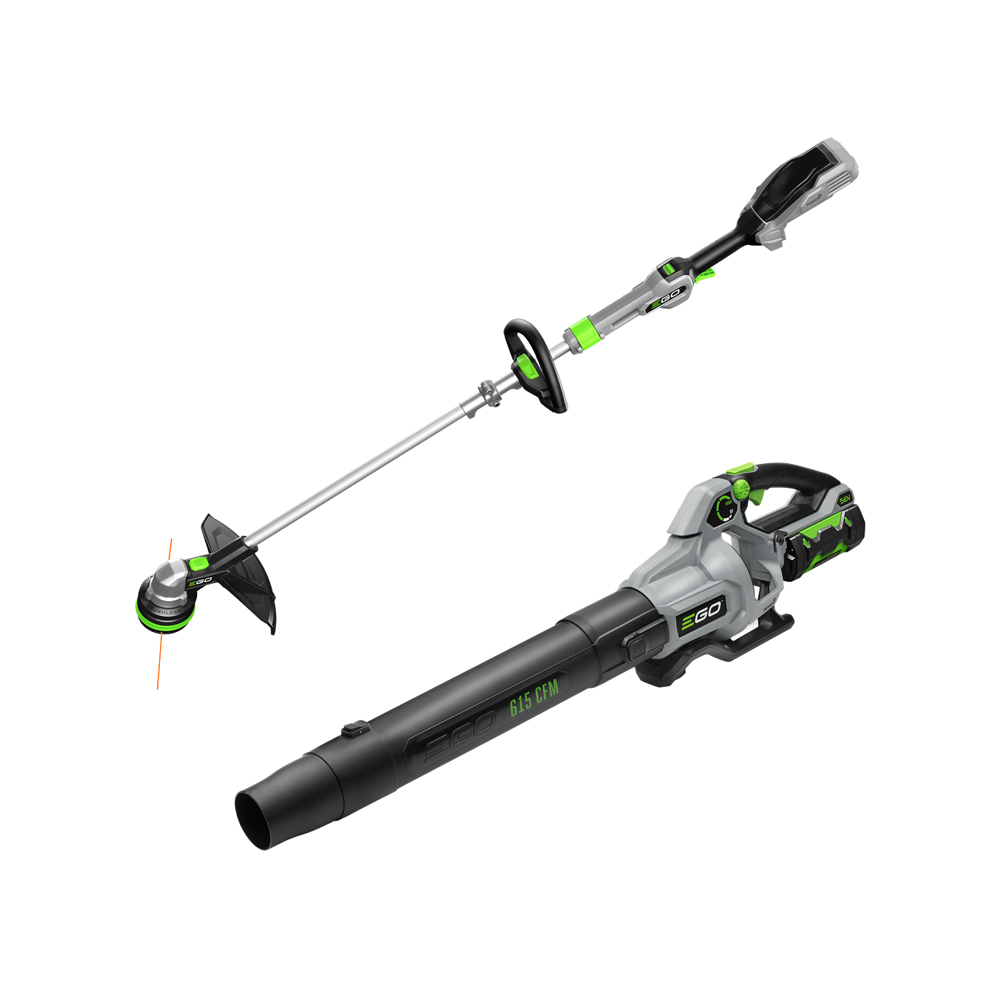 EGO Power+ cordless 15-inch string trimmer and 615 CFM blower combo for lawn and garden tools