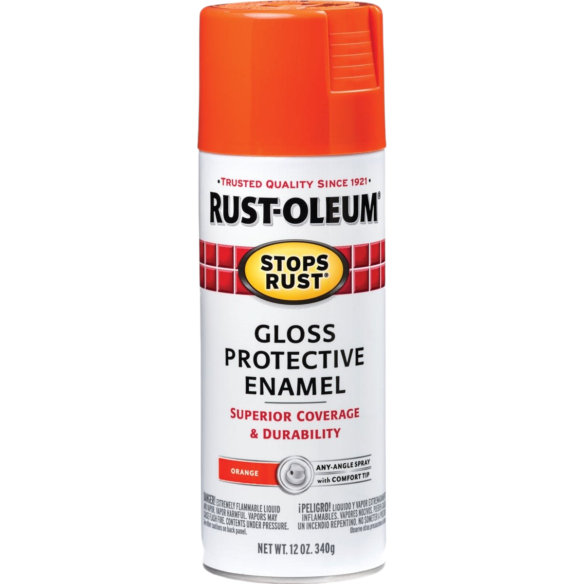 Rust-Oleum orange gloss spray paint can for protective enamel in home improvement and paint supplies collections