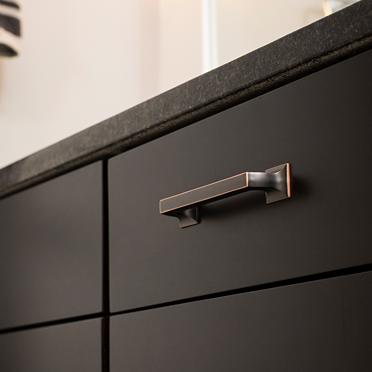 Oil-rubbed bronze cabinet pull with subtle highlighted edges for stylish furniture hardware under $50 in home improvement