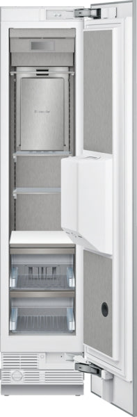 Built-in freezer column with stainless steel interior and external ice and water dispenser in kitchen appliances collection