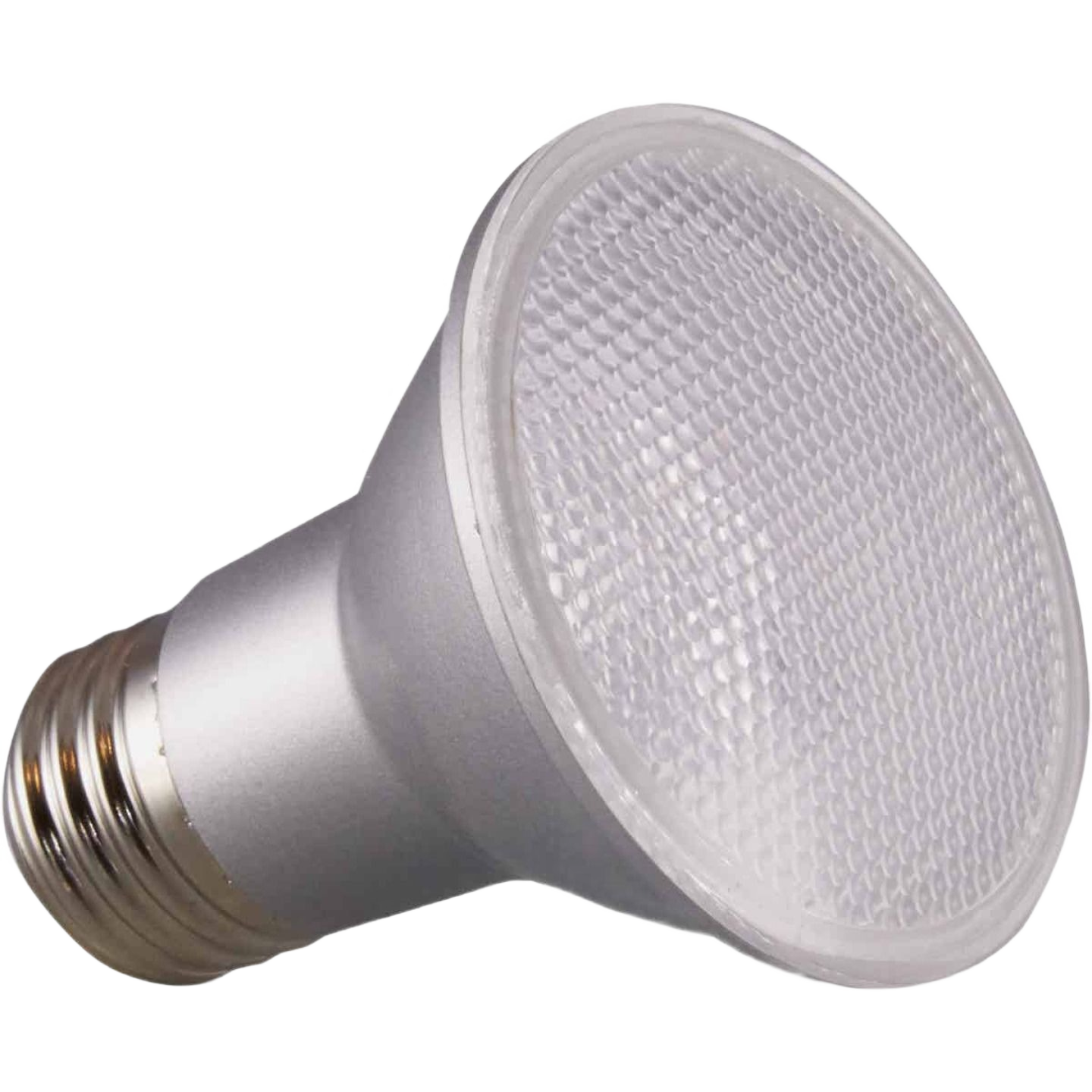 Energy-efficient LED floodlight bulb with warm white light and medium base for indoor and outdoor lighting needs.