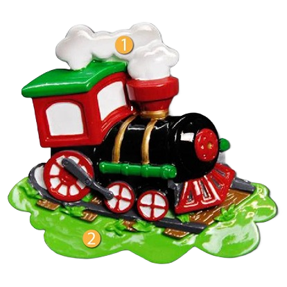 Colorful choo choo train ornament with personalized details for Christmas Ornaments & Tree Decorations under $50 collection