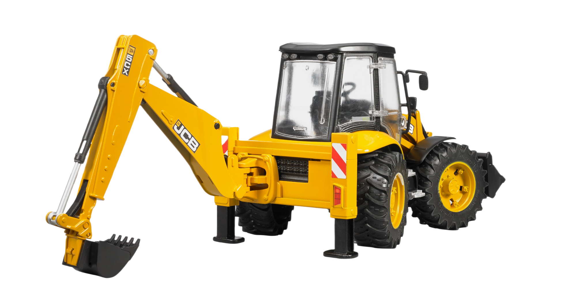 Yellow Bruder Toys JCB 5CX Eco backhoe loader model with detailed cabin for vehicles and remote controlled toy collections under $100