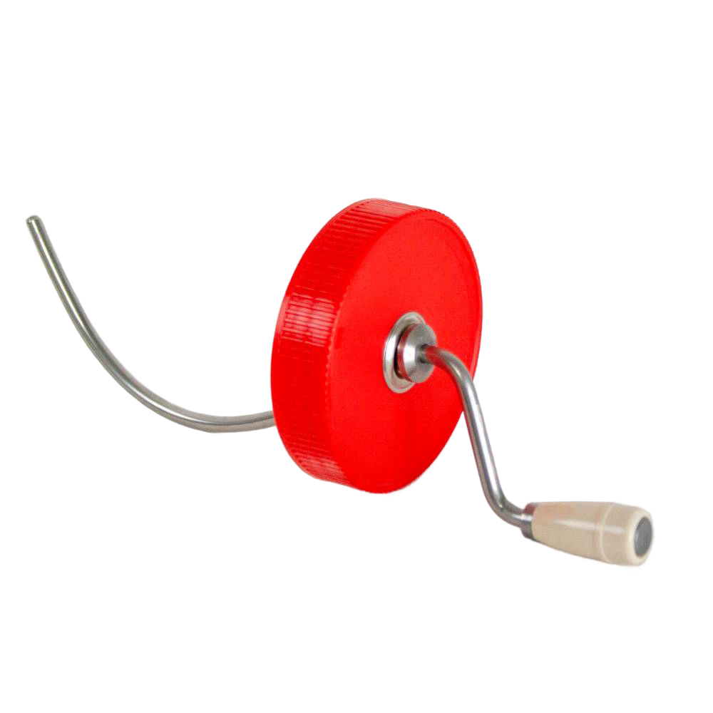 Red circular hand crank with white handle for stirring peanut butter in Kitchenware and Kitchen Utensils under $50 collections