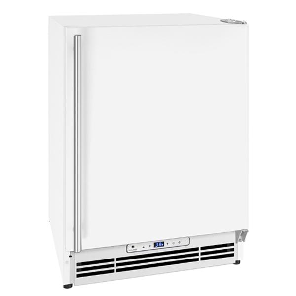 Compact white mini refrigerator with stainless steel handle and front ventilation for kitchen and appliance use