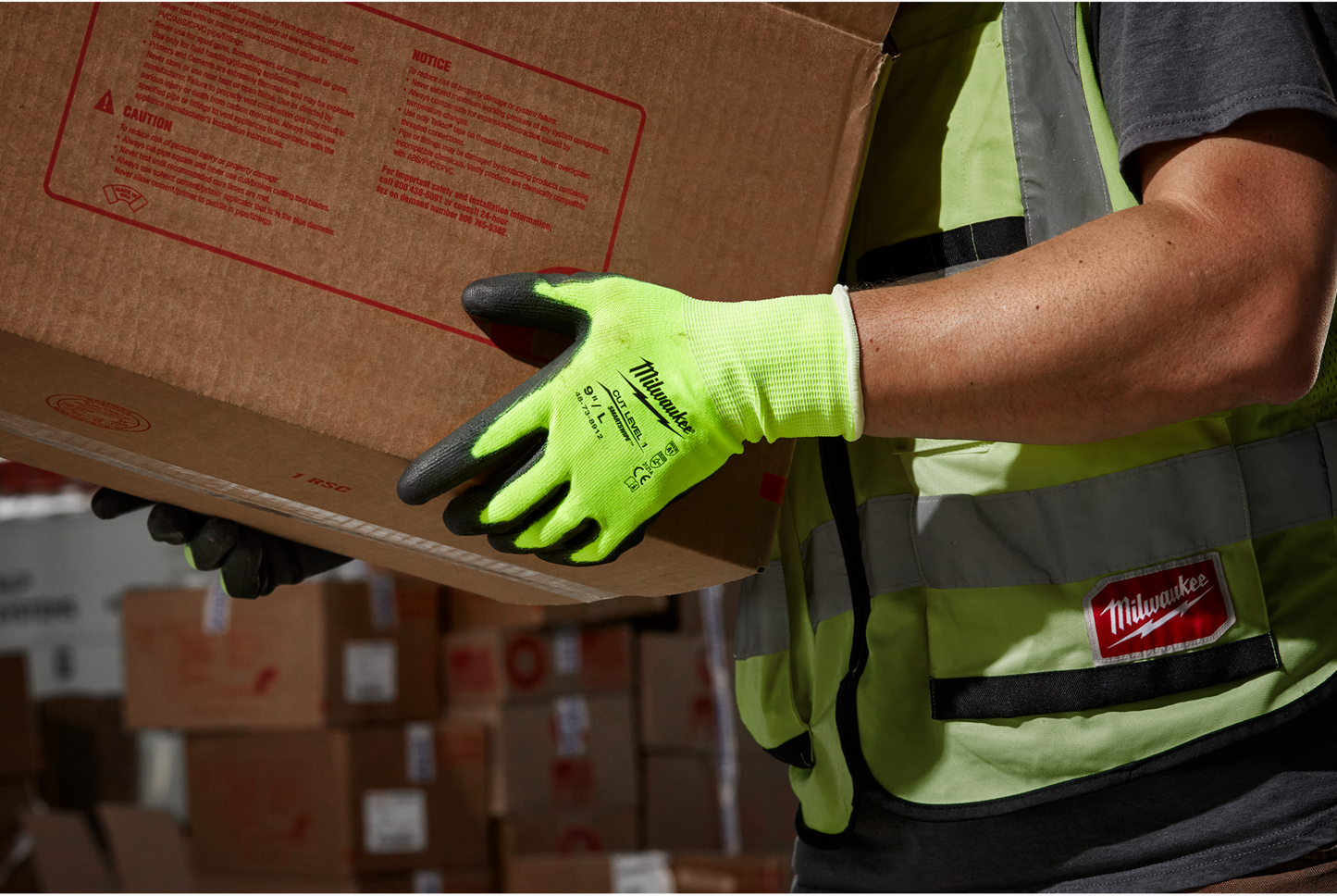 Milwaukee High Visibility Cut Level 1 Polyurethane Dipped Gloves - L