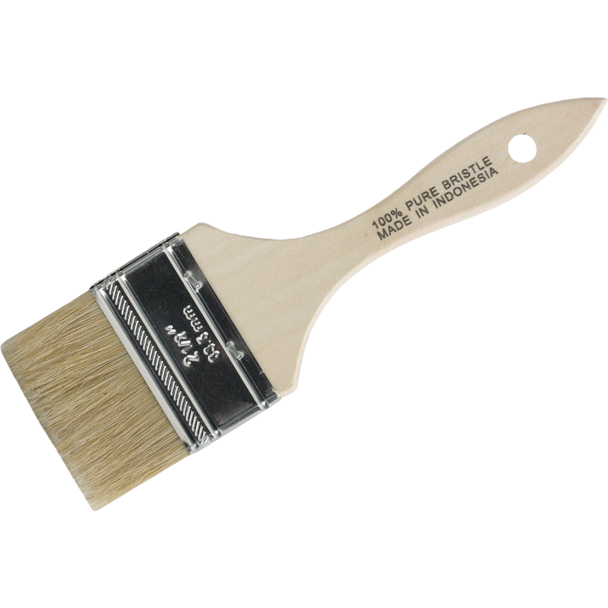 Flat chip brush with white natural bristles and wooden handle for oil-based paints in Paint Brushes collection