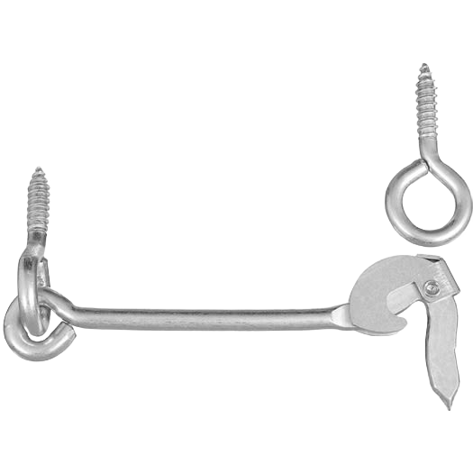Steel heavy-duty gate hook with zinc finish and screw eyes for door and gate hardware and home improvement projects