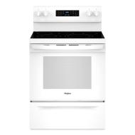 White 30-inch electric range with smooth cooktop and digital controls in kitchen appliances and ranges collection