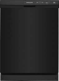Black built-in dishwasher with digital controls, part of kitchen appliances and dishwashers for home improvement.