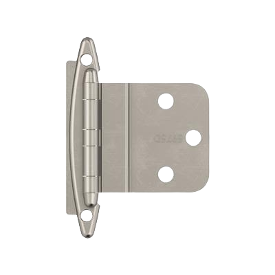Inset satin nickel cabinet hinge with non-self-closing design for tools and home improvement projects