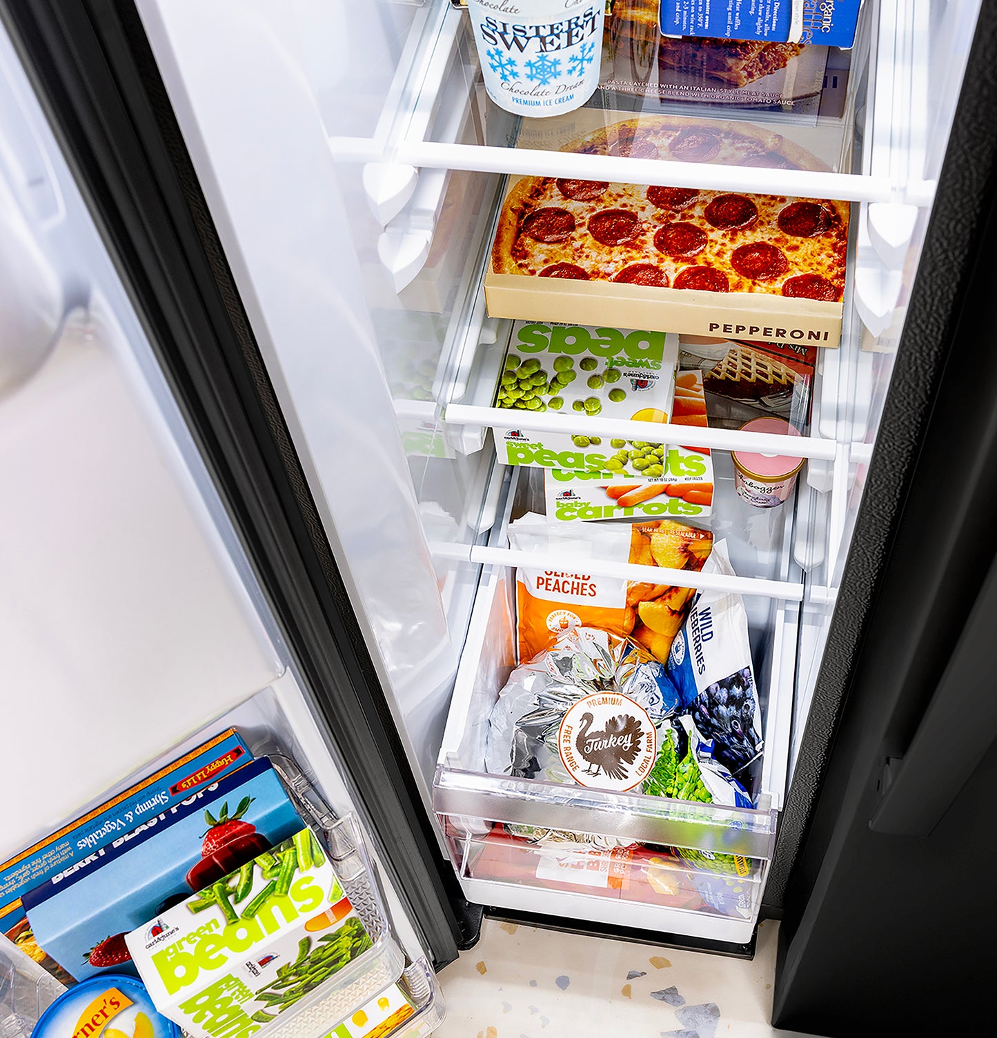 GE® ENERGY STAR® 23.6 Cu. Ft. Counter-Depth Side-By-Side Refrigerator with Extra Tall Dispenser and In-Door Icemaker