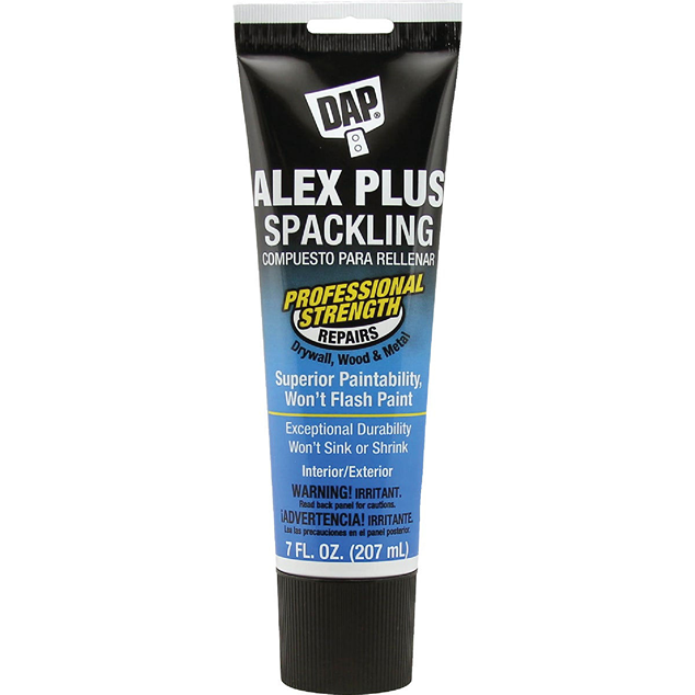 Tube of DAP Alex Plus spackling compound for interior repairs in sand paper and patching collection under $50