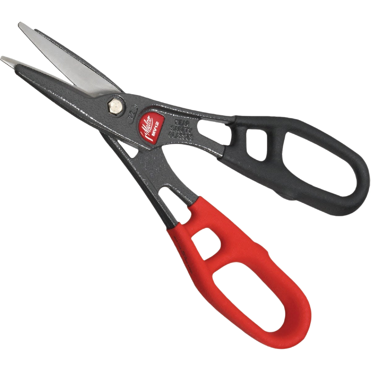 Combination snips with red and black ergonomic handles designed for precise cutting in home improvement tasks
