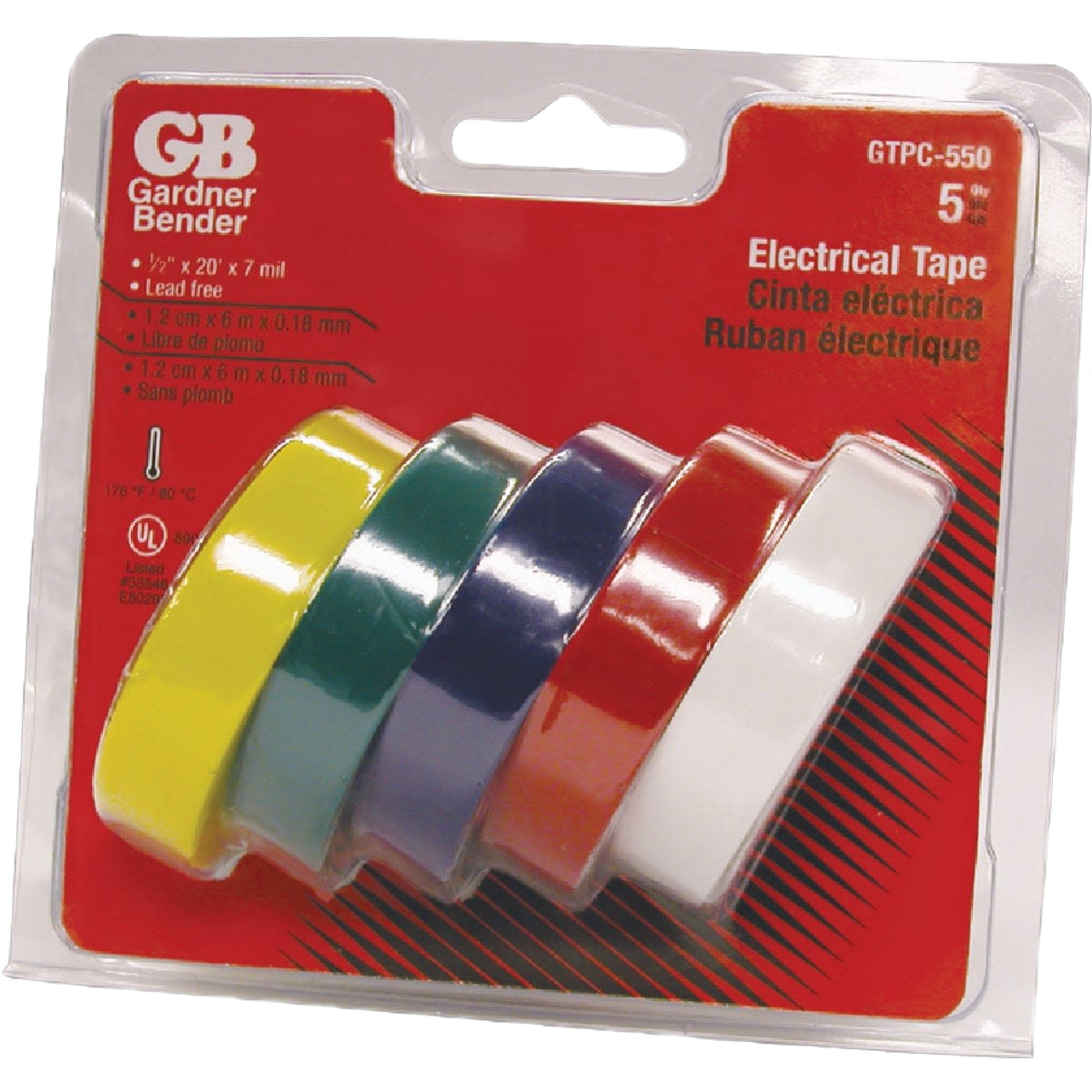 Set of five colorful rolls of electrical tape for home improvement and electrical tools under $50 collections