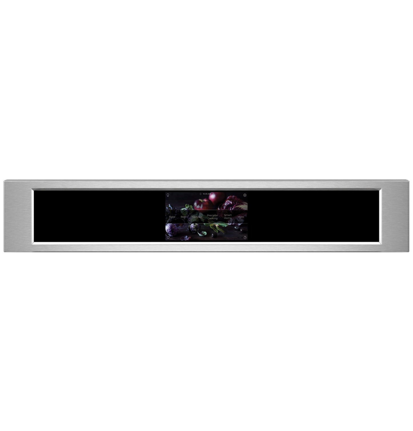Sleek stainless steel control panel with digital touchscreen for Monogram wall oven in kitchen appliances collection