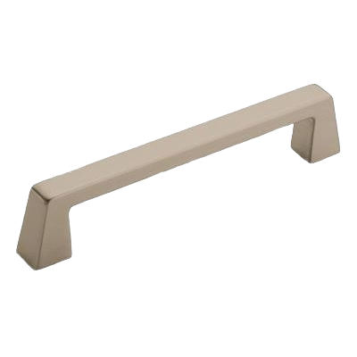 Satin nickel cabinet pull with geometric design, ideal for hardware and furniture accessories in home improvement collections
