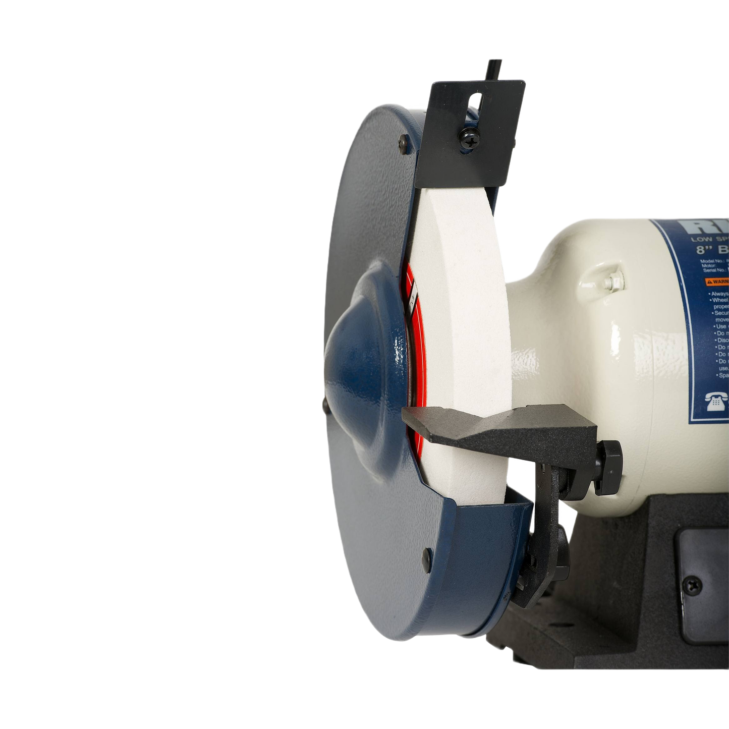 Grinding wheel and adjustable tool rest on a low speed bench grinder for precision home improvement tasks