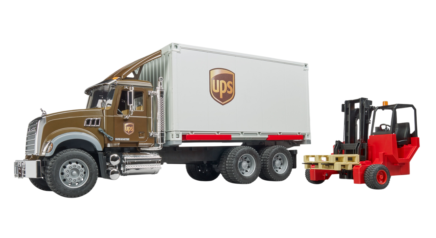 Brown and white UPS delivery truck toy with red forklift in Vehicles & Remote Controlled Toys and Bruder Toys collections