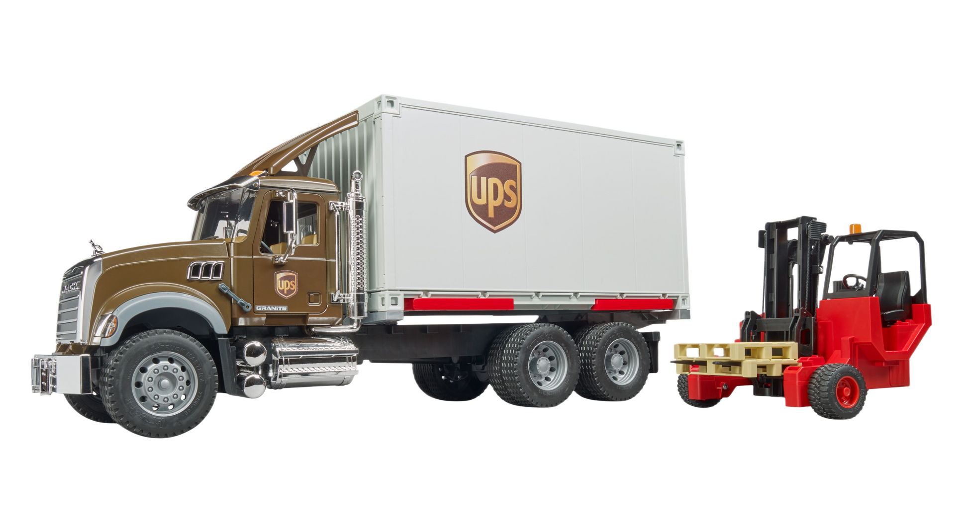 Brown and white UPS delivery truck toy with red forklift in Vehicles & Remote Controlled Toys and Bruder Toys collections
