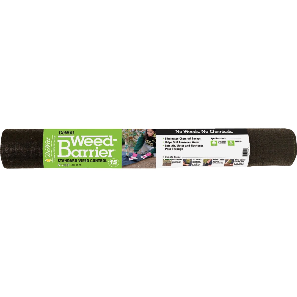 Rolled polypropylene landscape fabric designed for weed control in lawn care and plant care applications