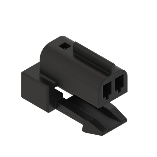 Black two-cavity electrical connector housing for John Deere parts and accessories in under $50 collection