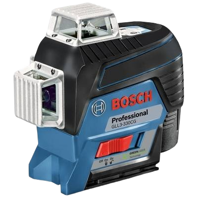Compact Bosch professional-grade 3-plane laser level tool for precise alignment in woodworking and measuring tasks