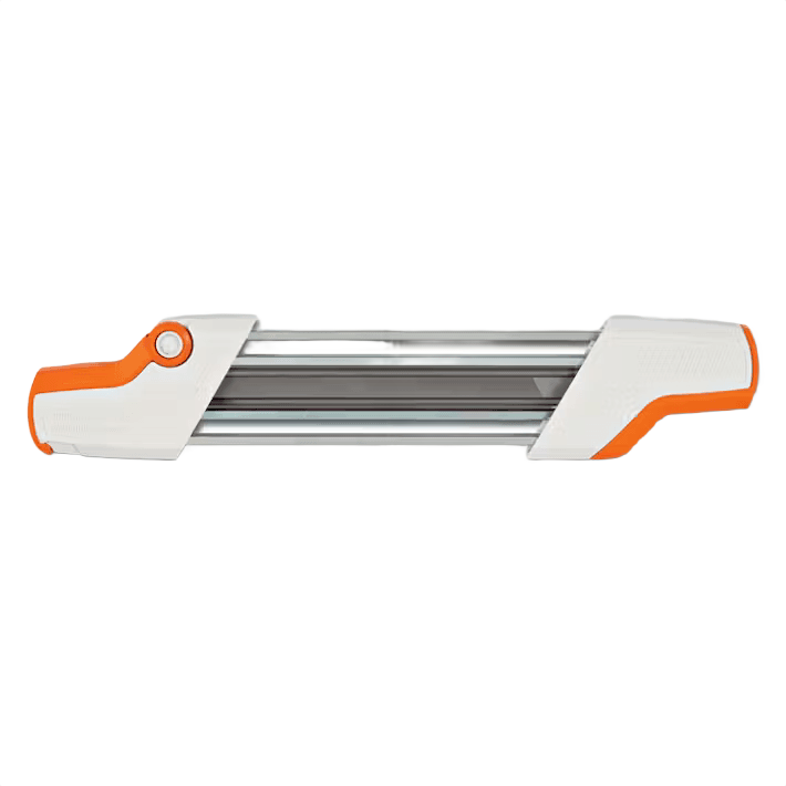 Compact filing guide tool with orange and white grip for saw chain maintenance in power tool and saw accessories collections