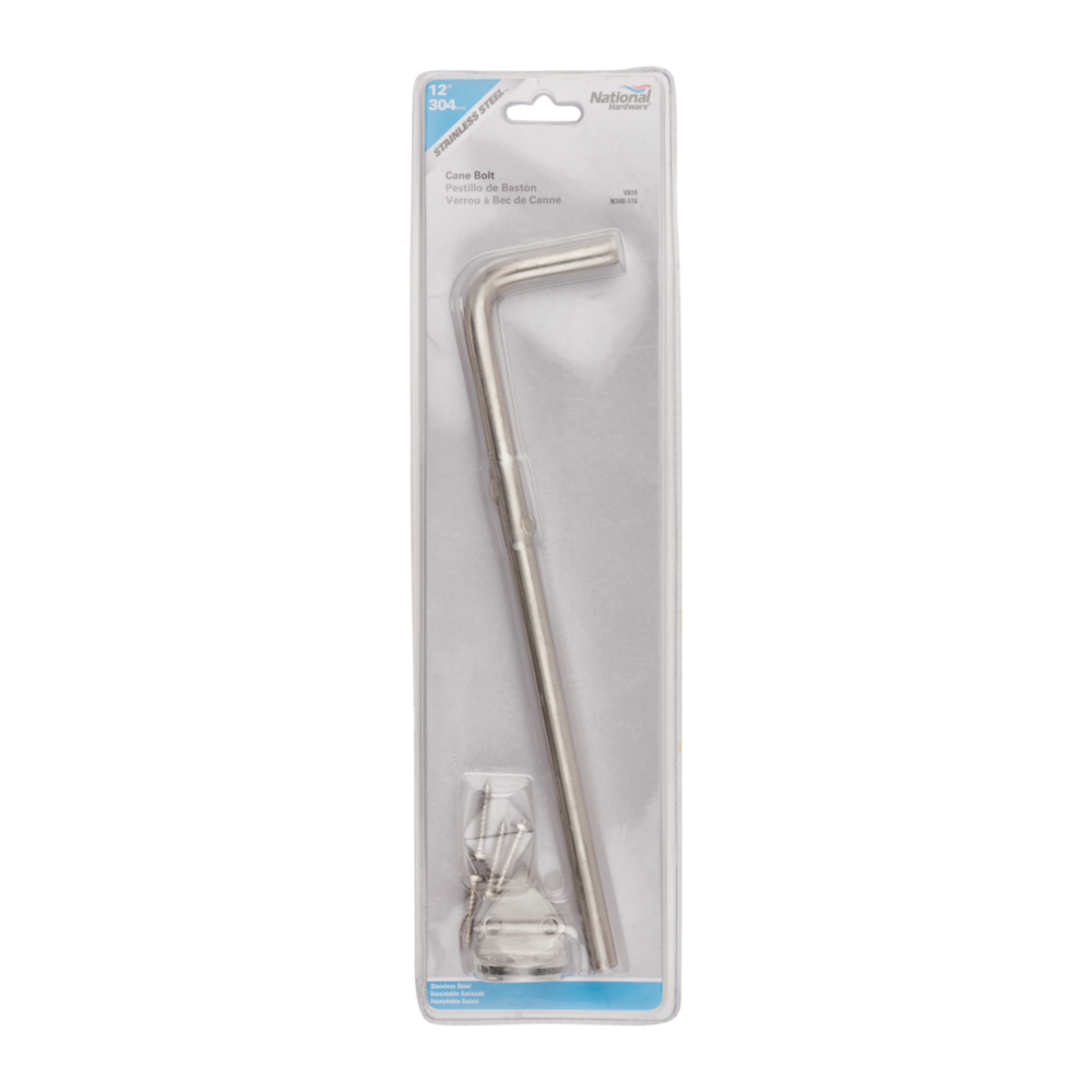 Stainless steel cane bolt with mounting hardware for securing heavy wood gates in door and gate accessories under $50
