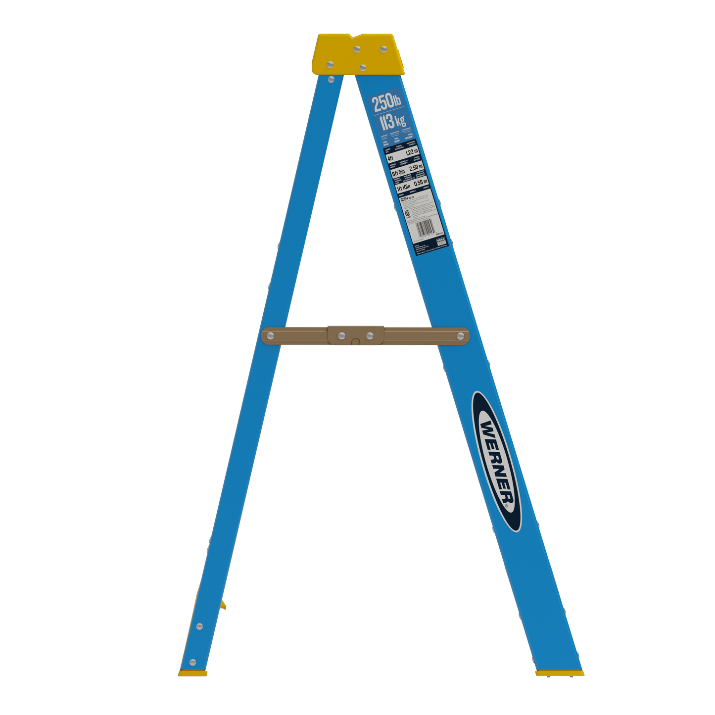 Werner Fiberglass Step Ladder with 250 lb. Load Capacity, 6 ft.