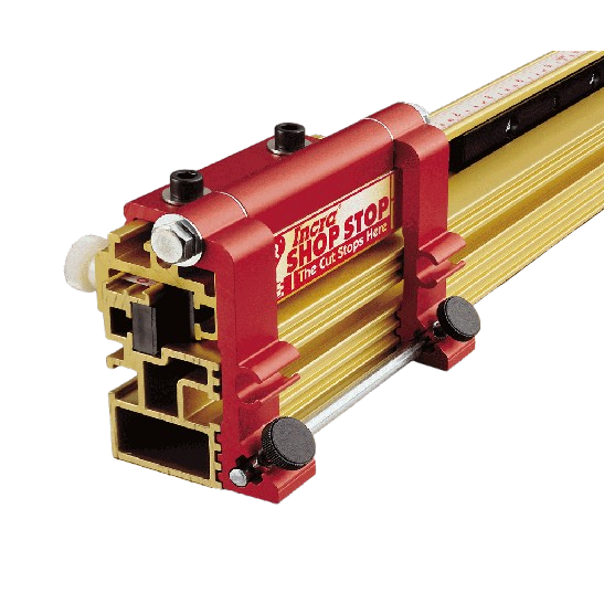 Red and gold adjustable woodworking stop with multiple rods for precise measurements in hand and measuring tools collections