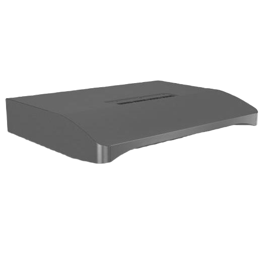 Sleek under-cabinet range hood with wide curved design and smooth surface in range hoods and kitchen appliances collections