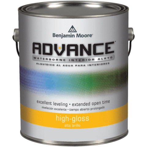 One gallon can of Benjamin Moore Advance high-gloss waterborne interior alkyd paint in home improvement collections