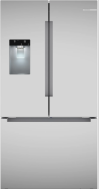 36-inch stainless steel French door refrigerator with bottom freezer and external ice and water dispenser in Bosch appliances collection