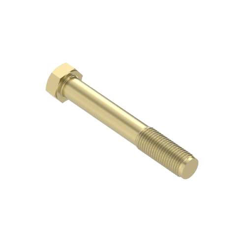 Hexagonal head screw in gold finish with partial threading for John Deere parts and home improvement collections