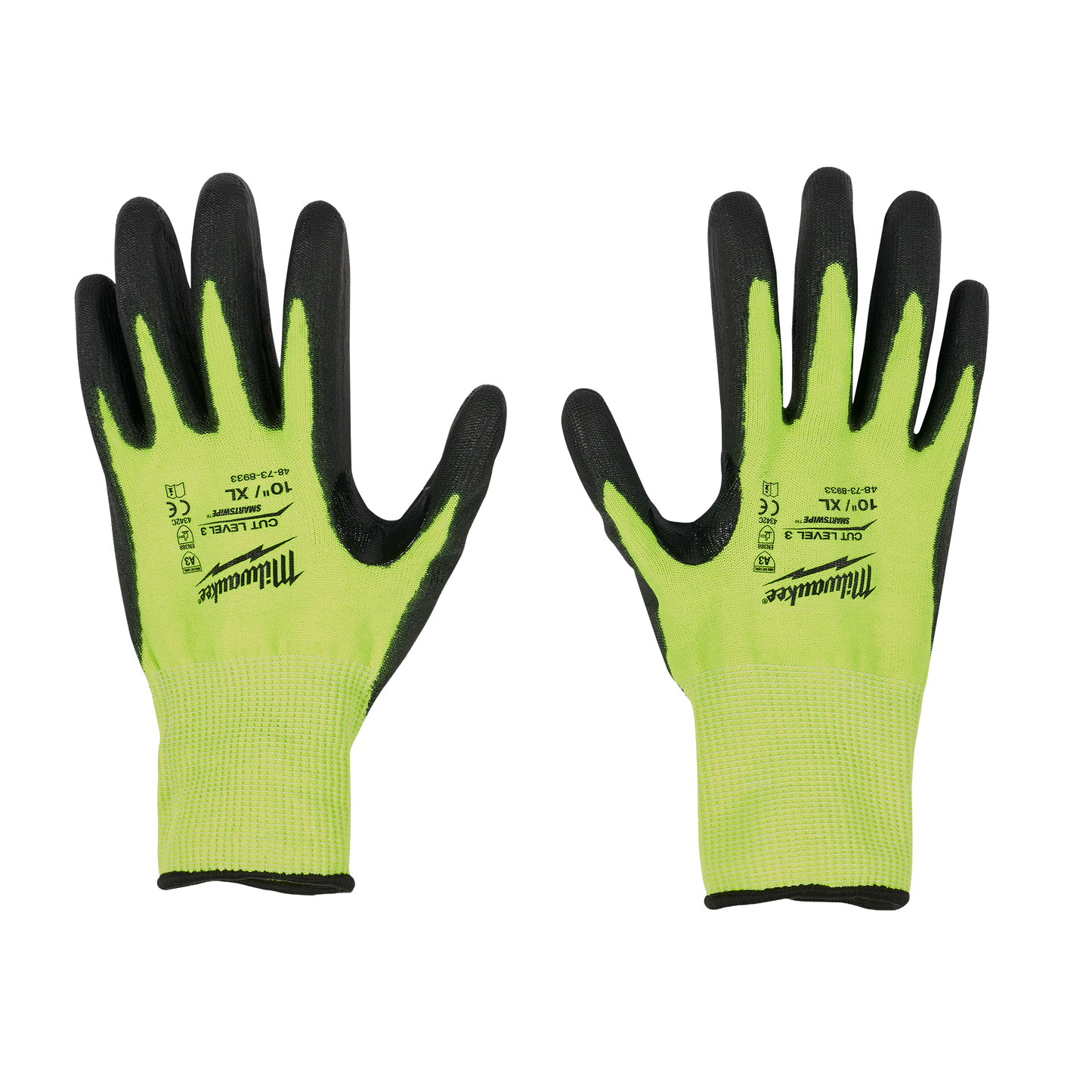 Milwaukee High Visibility Cut Level 3 Polyurethane Dipped - XL