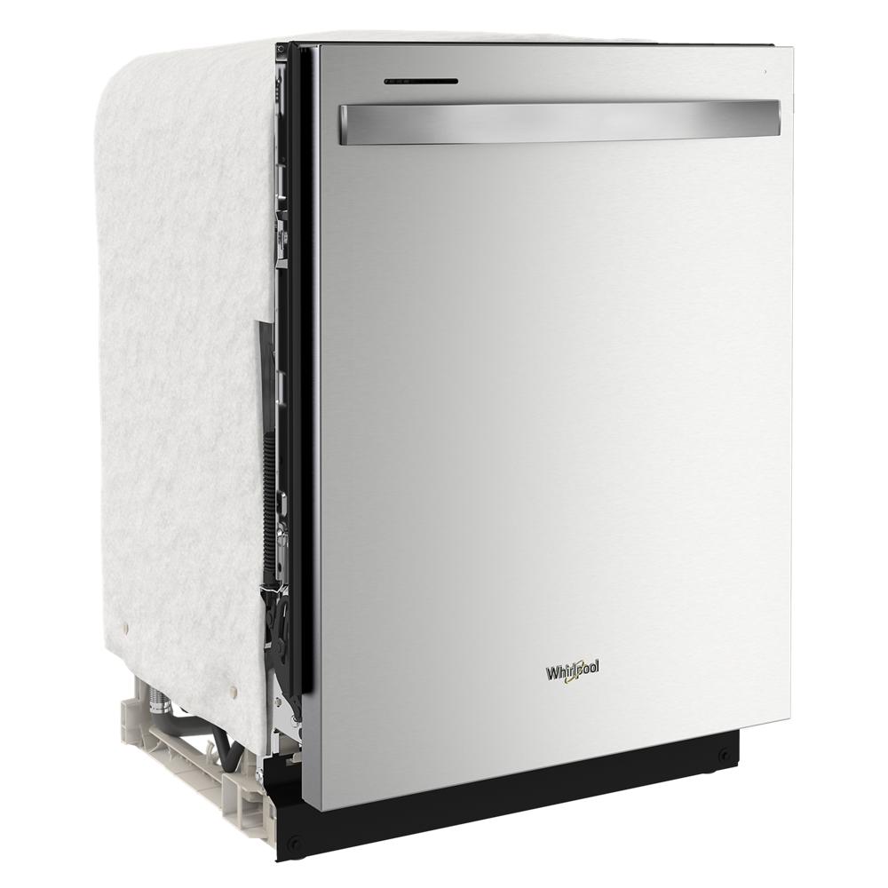 Whirlpool stainless steel dishwasher with hidden controls, AI wash sensor, and quiet 47 dBA operation in appliances at Hartville Hardware