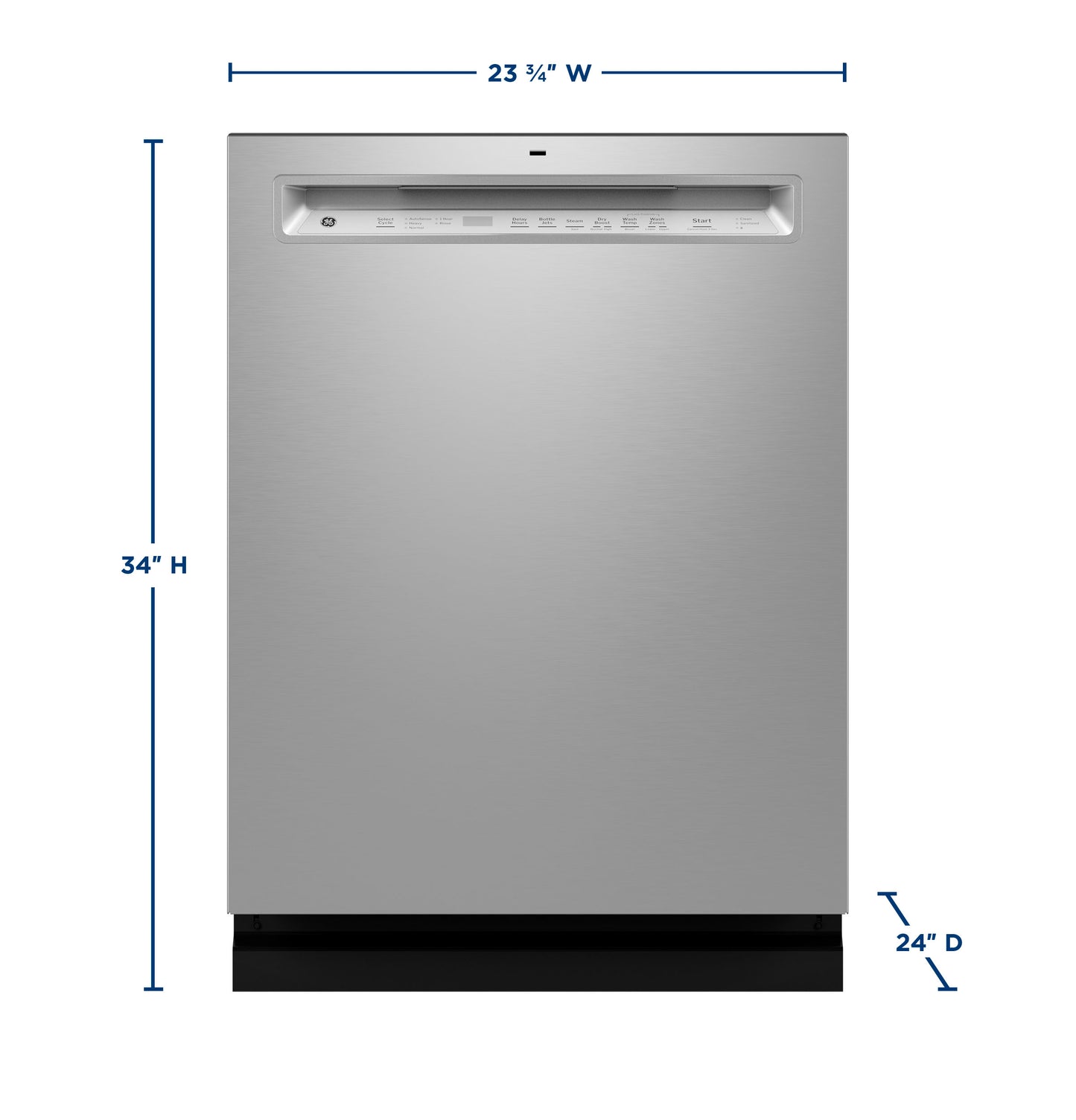 Front control dishwasher in stainless steel finish with visible control panel and compact footprint for kitchen appliances collection