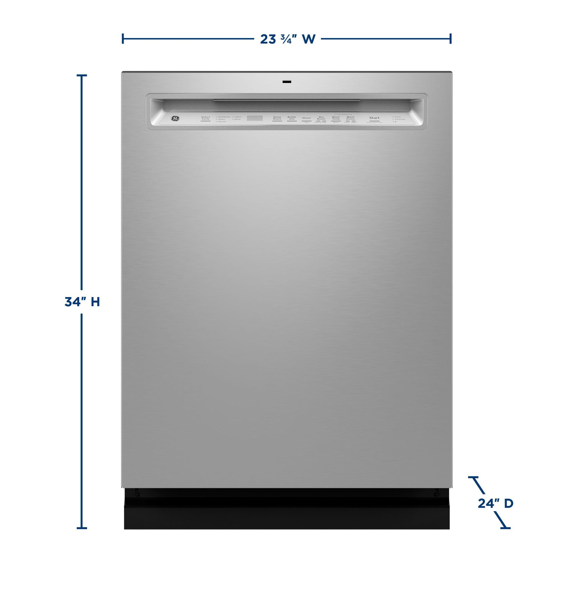 Front control dishwasher in stainless steel finish with visible control panel and compact footprint for kitchen appliances collection