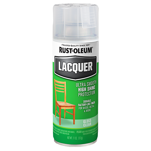 Rust-Oleum clear lacquer spray paint for smooth, high-shine protection on wood and metal in paint supplies collections