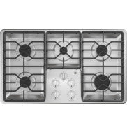 Stainless steel built-in gas cooktop featuring five burners with dishwasher-safe grates for easy cleaning and durability