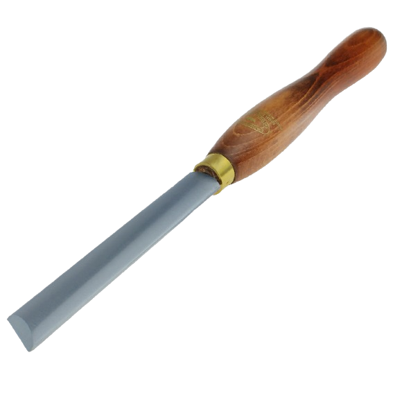 Wooden-handled oval skew chisel with polished steel blade for precise woodworking and home improvement tasks