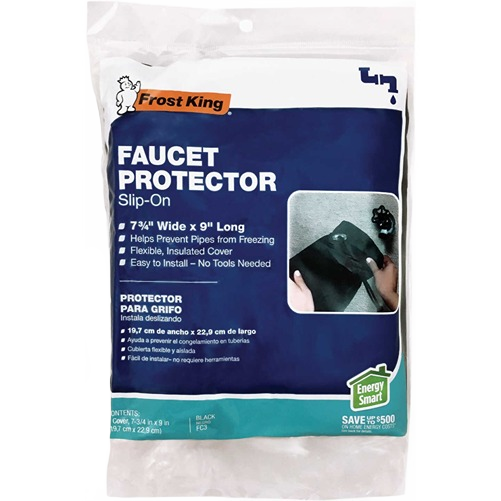 Black insulated slip-on faucet cover for pipe protection with easy installation in plumbing and home improvement under $50