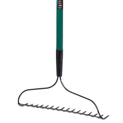 Garden rake with 14 steel tines and fiberglass handle for outdoor and lawn garden tools under $50 collections
