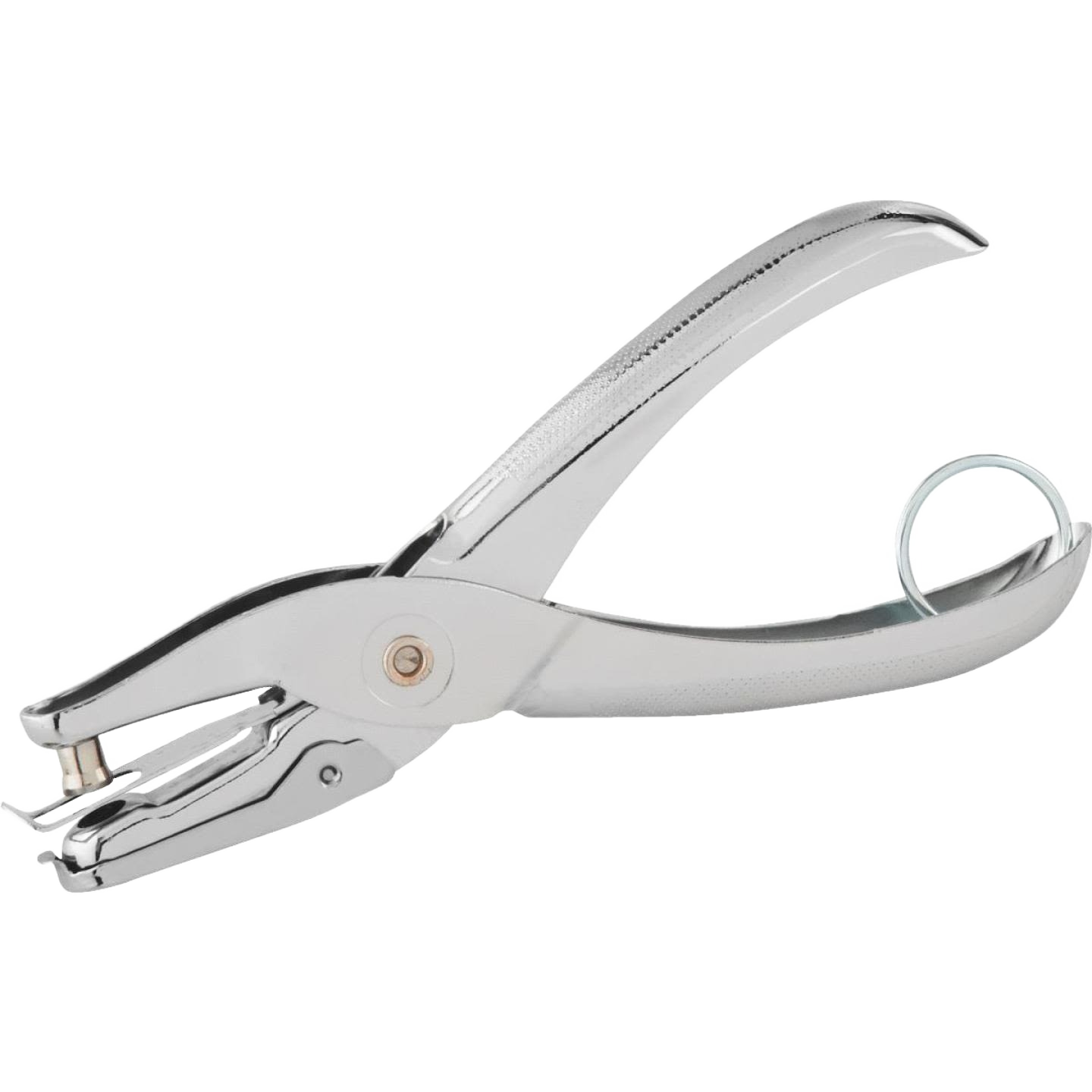 Single hole punch with vinyl-coated grip designed for comfortable use in office supplies and stationery collections