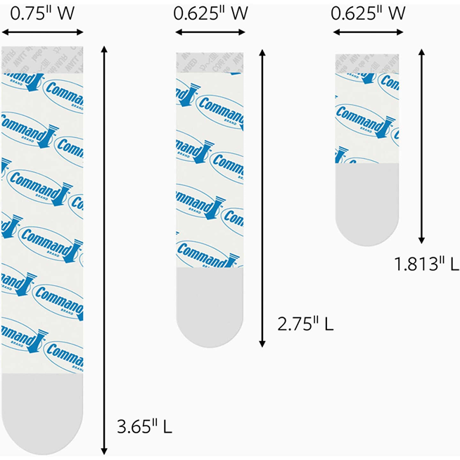 Set of three white adhesive refill strips for damage-free hanging in hardware and fasteners collections under $50