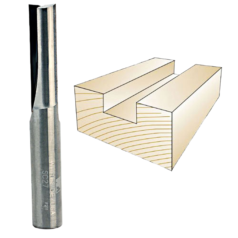 Solid carbide straight router bit with 1/2 inch cutting diameter for woodworking in power tool accessories under $100 collection