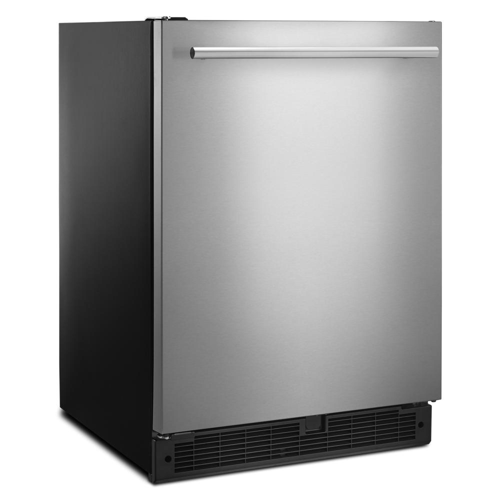 24-inch wide undercounter refrigerator in fingerprint-resistant stainless steel with towel bar handle in appliances collection